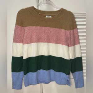 J. Crew Striped Colorblock Crewneck Sweater in Extra Soft Yarn Wool Size SMALL